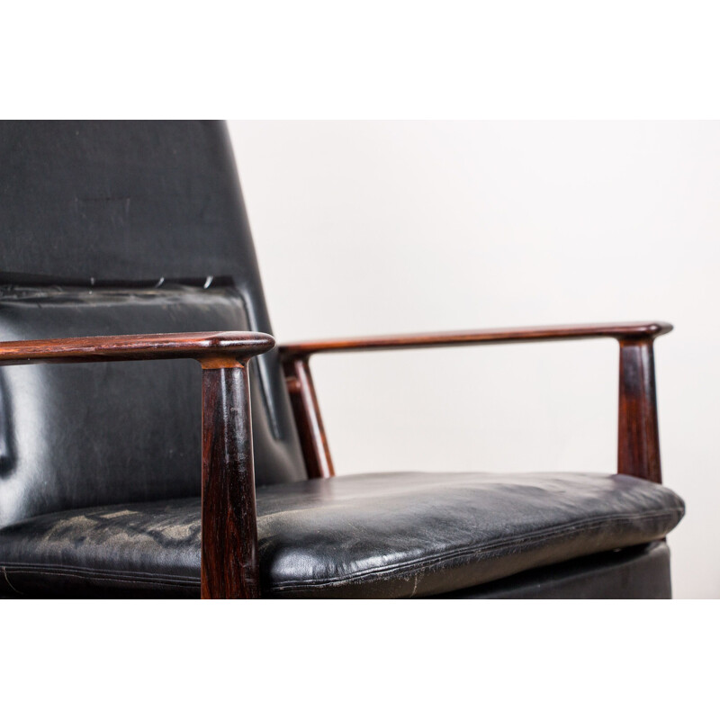 Vintage rosewood and leather office chair by Arne Vodder for Sibast, 1960