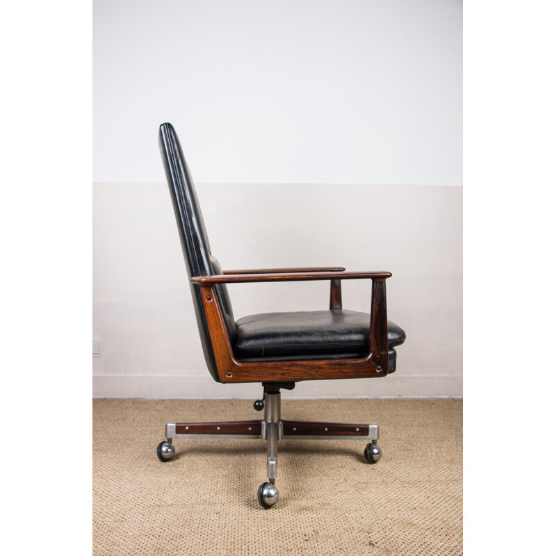 Vintage rosewood and leather office chair by Arne Vodder for Sibast, 1960