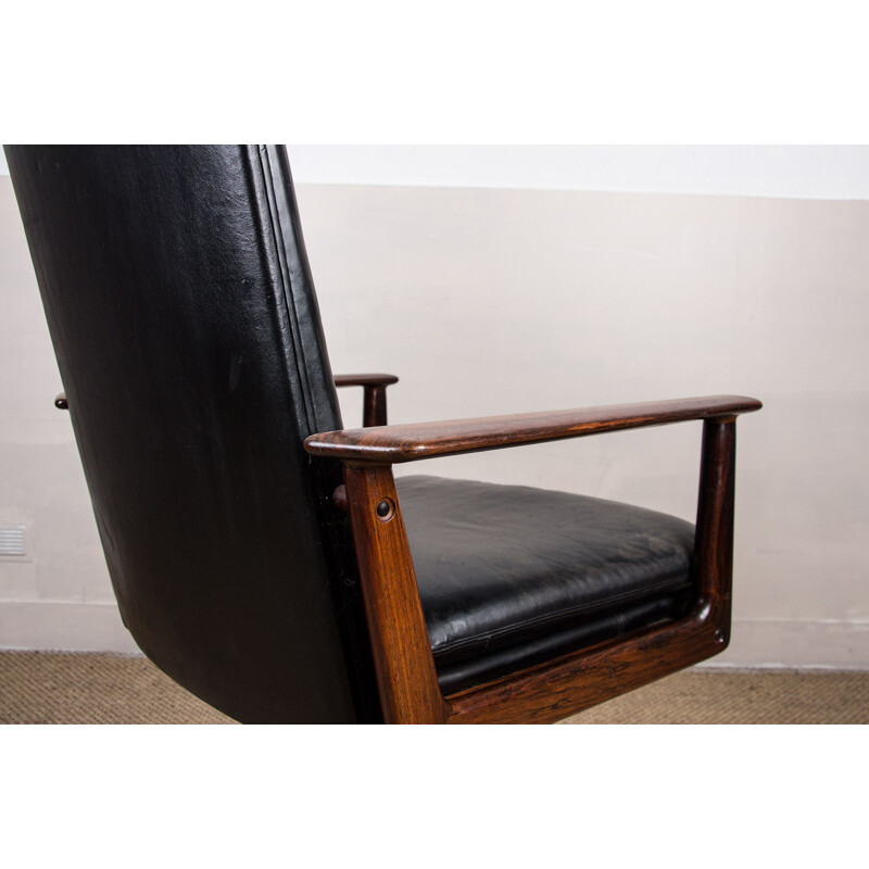 Vintage rosewood and leather office chair by Arne Vodder for Sibast, 1960