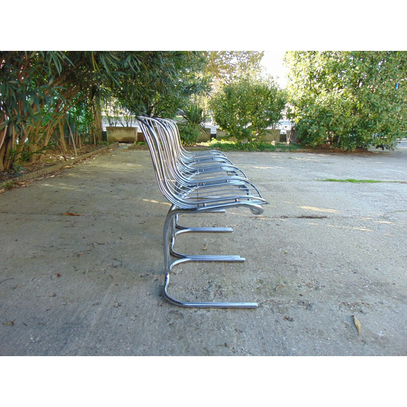 Set of 4 vintage chairs in chromed metal by Gastone Rinaldi