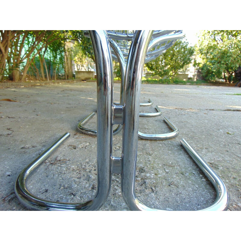 Set of 4 vintage chairs in chromed metal by Gastone Rinaldi