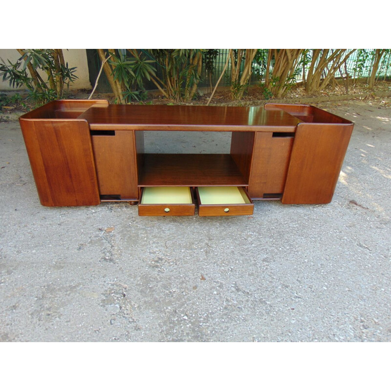 Vintage walnut coffee table with removable drawers, 1970s
