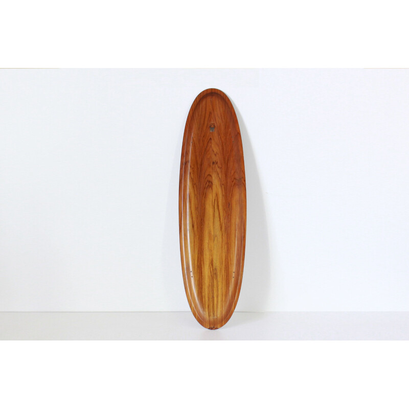 Vintage oval wall wood mirror, 1950s