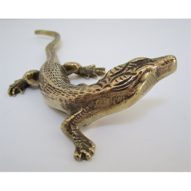 Vintage solid brass sculptural lizard, 1970