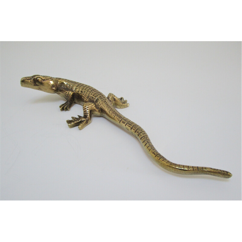 Vintage solid brass sculptural lizard, 1970