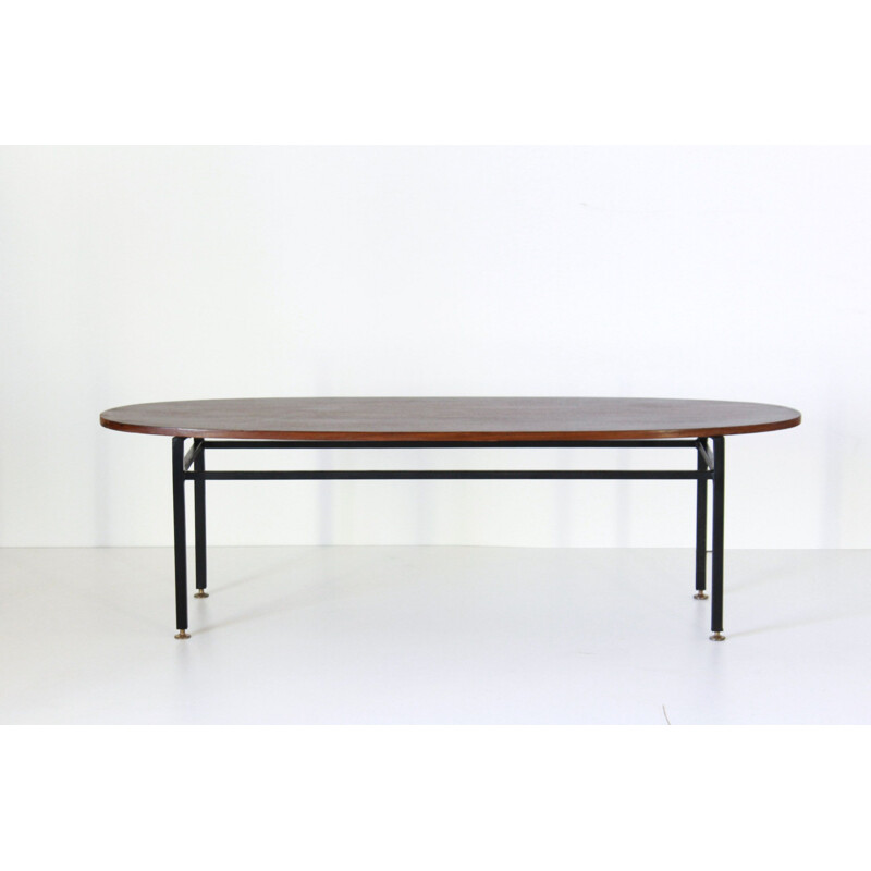 Scandinavische ovale teakhouten salontafel, 1950