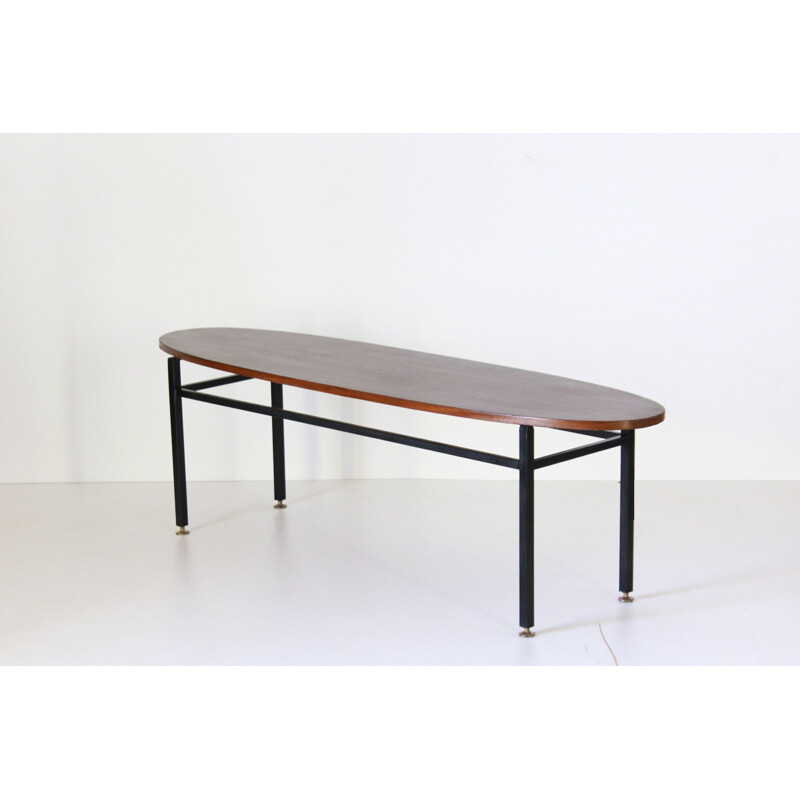 Scandinavische ovale teakhouten salontafel, 1950