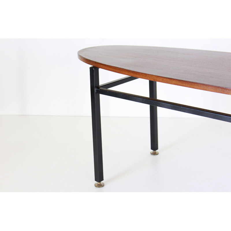 Scandinavian oval teak coffee table, 1950