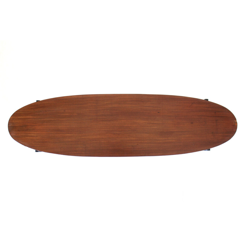 Scandinavian oval teak coffee table, 1950