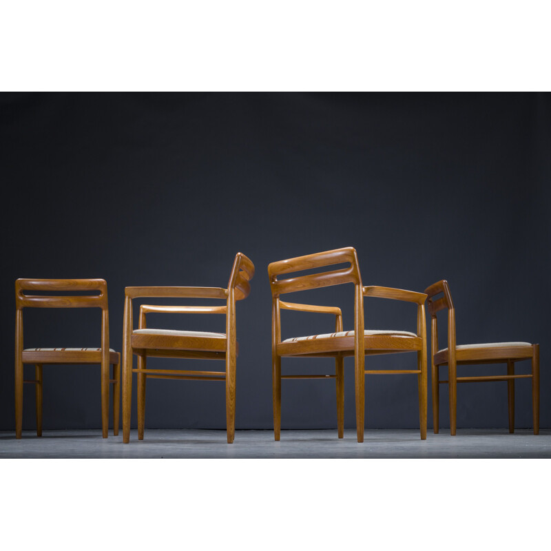 Conjunto de 4 cadeiras de teca dinamarquesas vintage de Hw Klein para Bramin, 1970