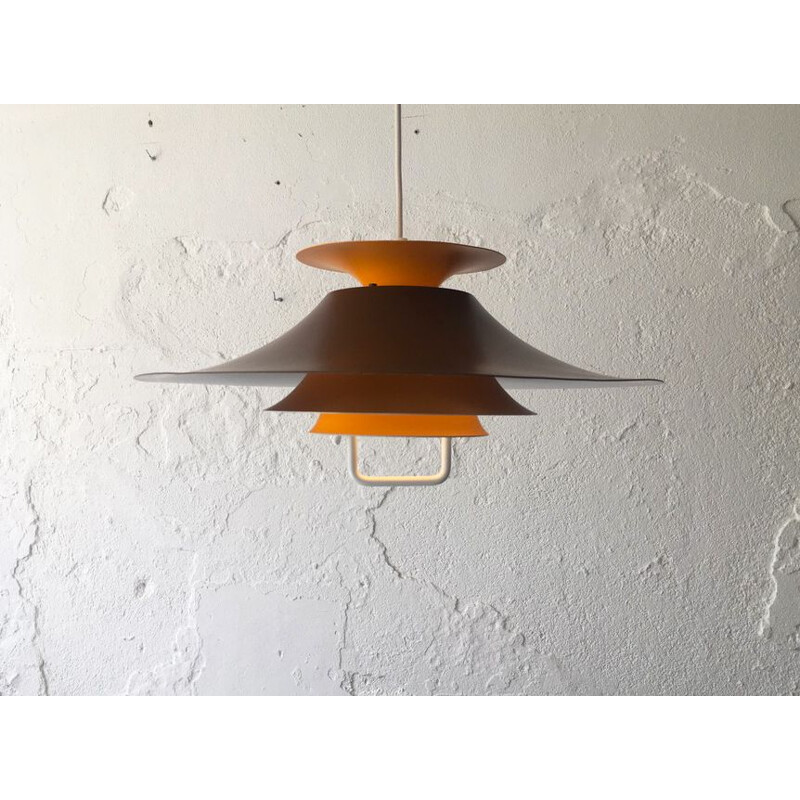 Danish vintage pendant lamp with warm colours, 1970