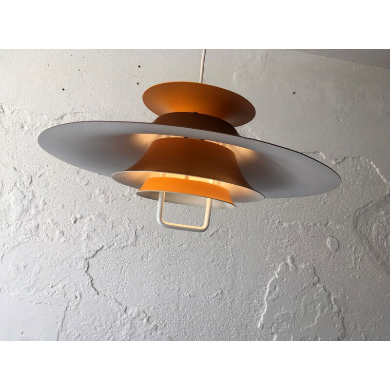 Danish vintage pendant lamp with warm colours, 1970