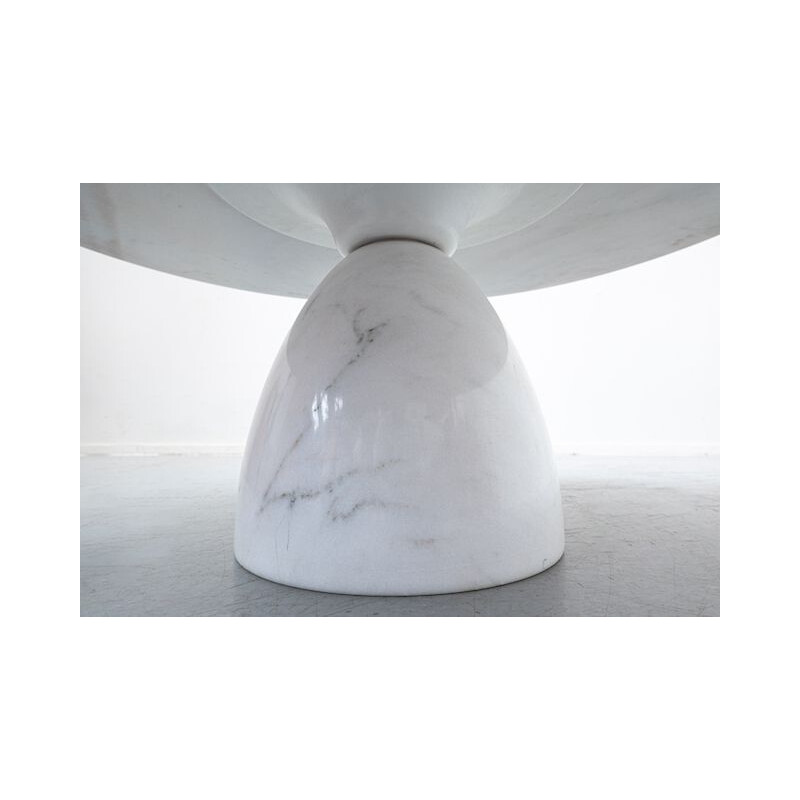 Table basse vintage ronde en marbre de Carrare par Peter Draenert, 1970