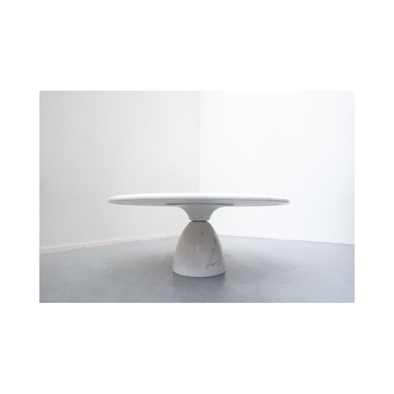 Table basse vintage ronde en marbre de Carrare par Peter Draenert, 1970