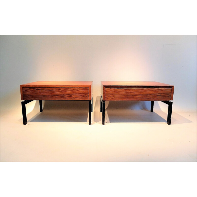Pair of Zingg-Lamprecht side tables in rosewood and steel, Dieter WAEKERLIN - 1960s