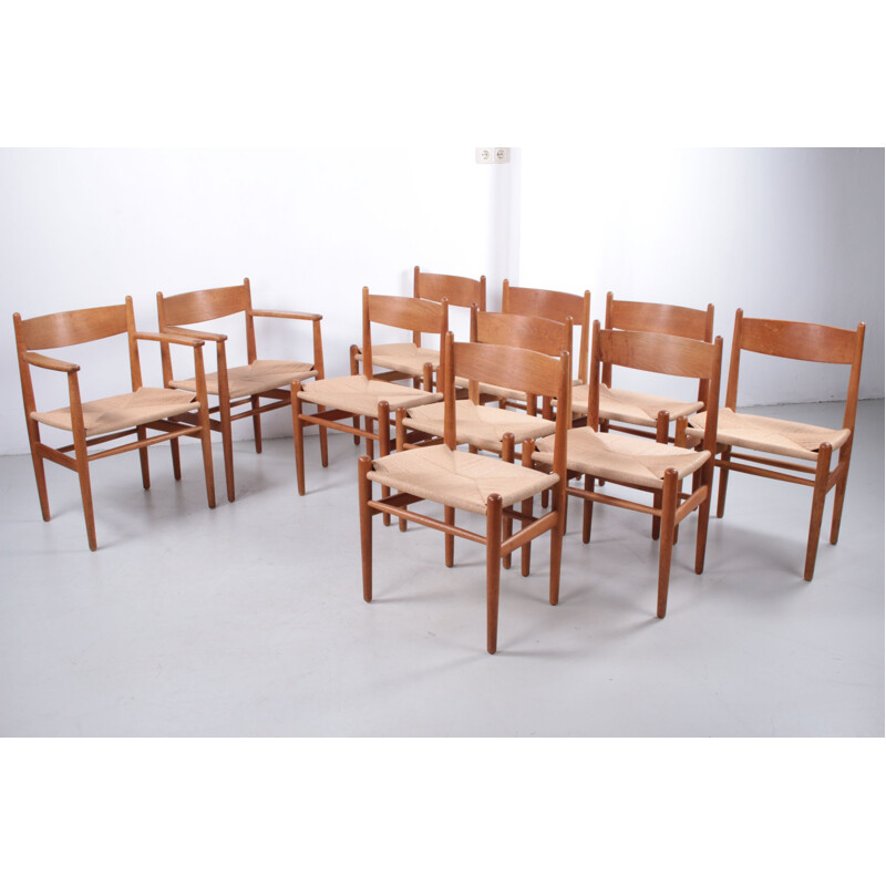 Ensemble de 10 chaises vintage "CH36" par Hans Wegner pour Carl Hansen & Søn, Danemark 1960