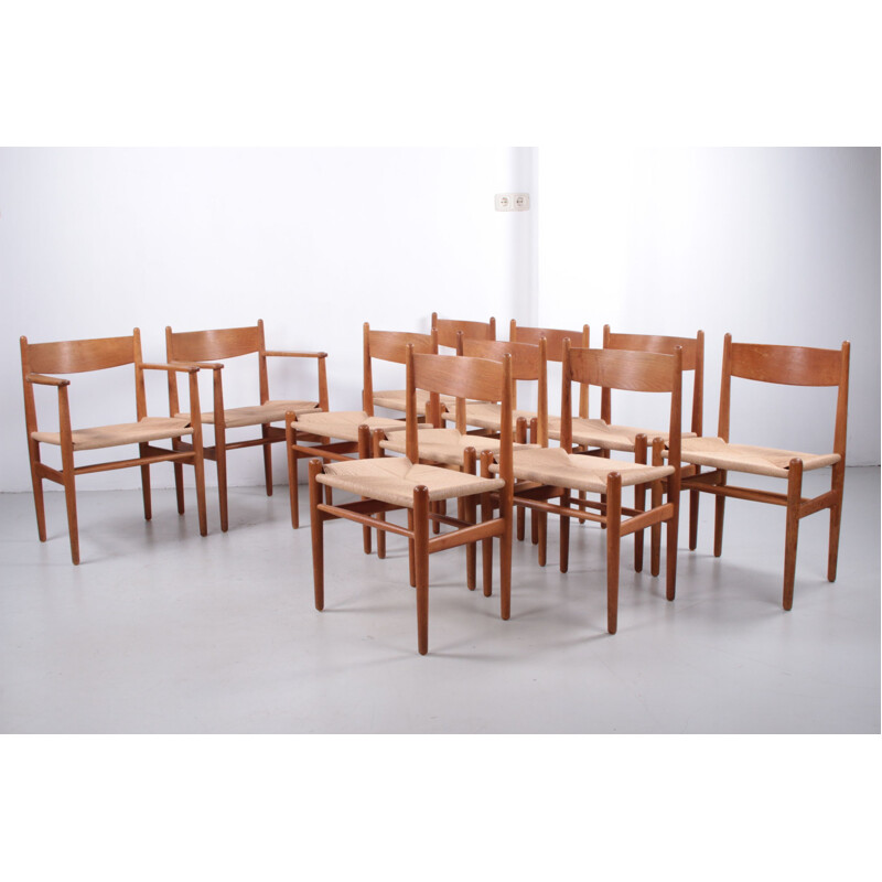 Set of 10 vintage "CH36" dining chairs by Hans Wegner for Carl Hansen & Søn, Denmark 1960s