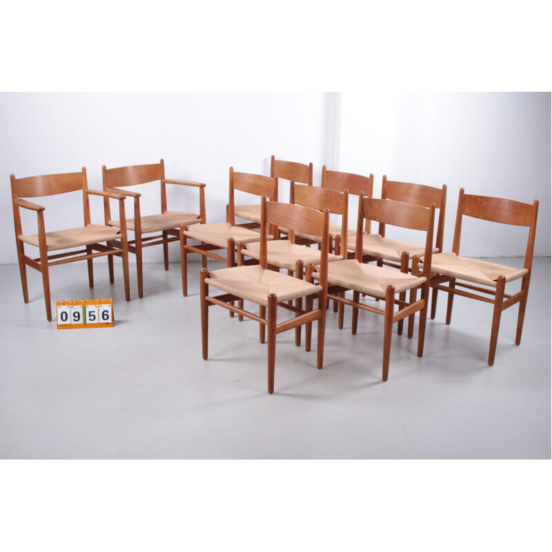 Ensemble de 10 chaises vintage "CH36" par Hans Wegner pour Carl Hansen & Søn, Danemark 1960