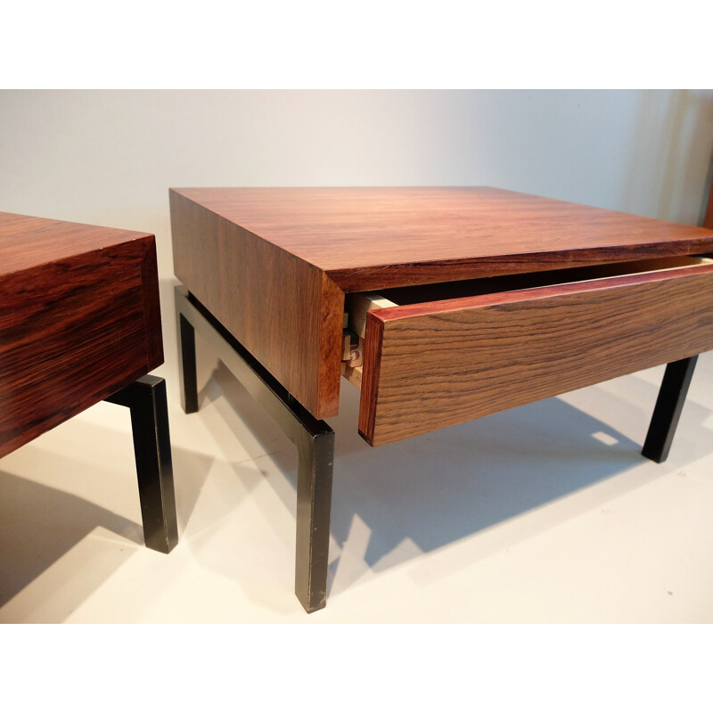 Pair of Zingg-Lamprecht side tables in rosewood and steel, Dieter WAEKERLIN - 1960s