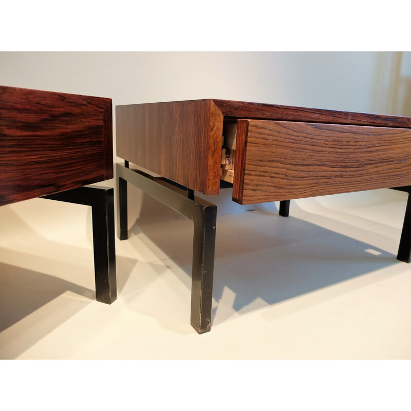 Pair of Zingg-Lamprecht side tables in rosewood and steel, Dieter WAEKERLIN - 1960s