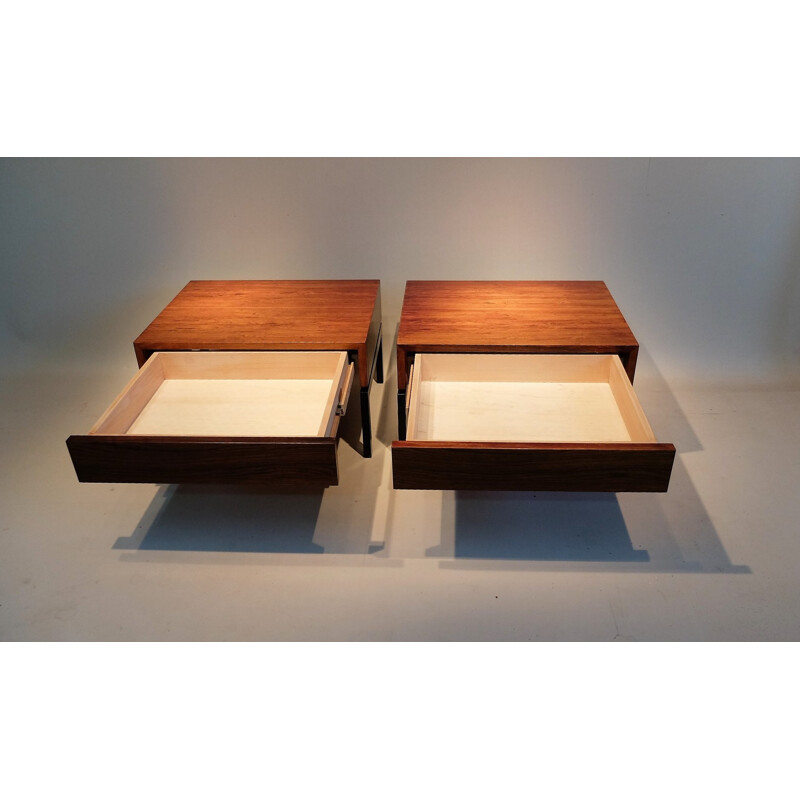 Pair of Zingg-Lamprecht side tables in rosewood and steel, Dieter WAEKERLIN - 1960s