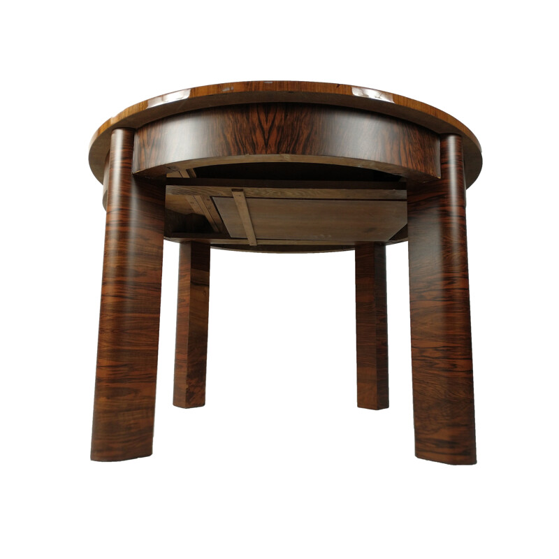 Mesa vintage Art Decó de madera maciza y nogal, 1950