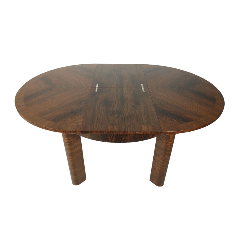 Vintage Art Deco massief houten en notenhouten tafel, 1950