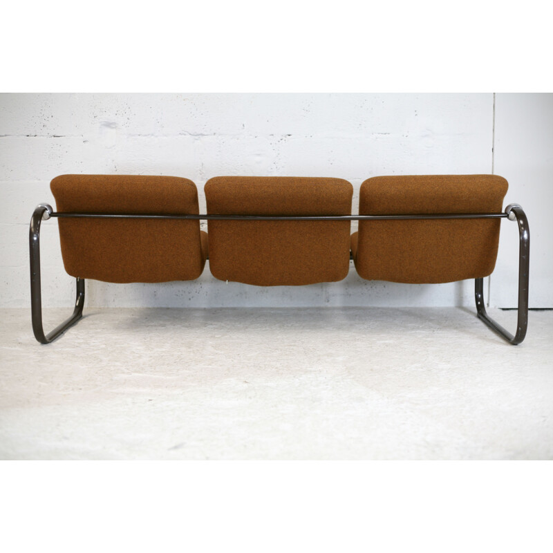 Vintage "Space Age" sofa in steel, foam and wool, France 1970