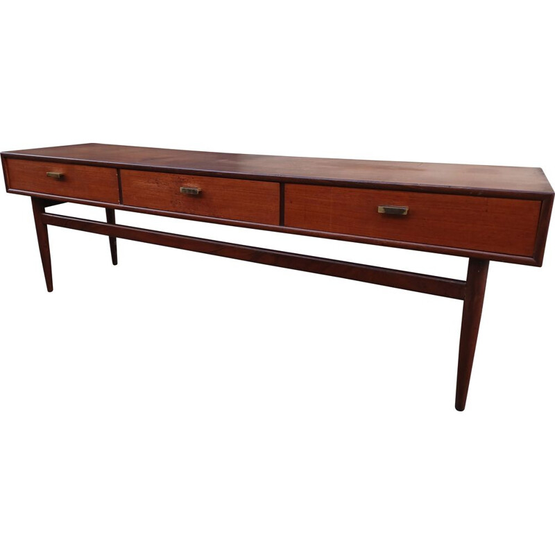 Vintage console with 3 drawers in exotic wood, 1960