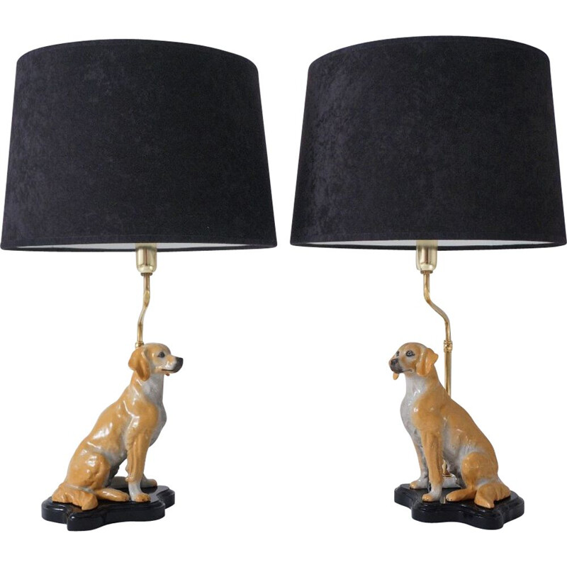 Pair of Italian vintage table lamps in ceramic, 1980s