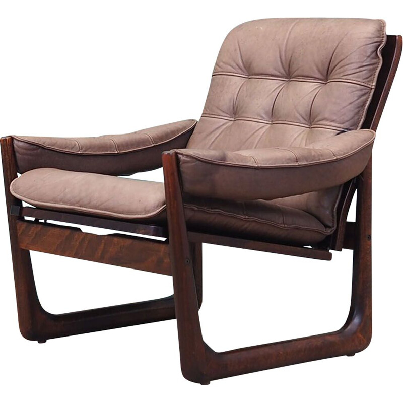 Leather vintage Danish armchair by Genega Møbler, 1960s