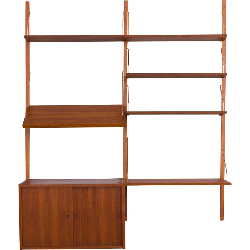 Danish vintage teak wall unit with sliding doors by Cadovius, 1960s