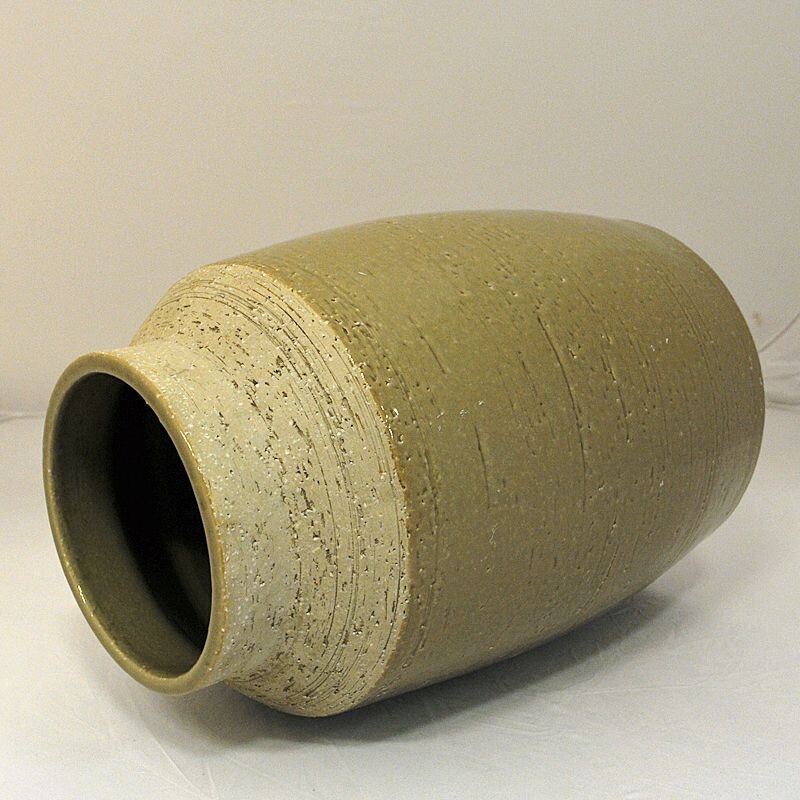 Vintage beige ceramic vase by Hertha Bengtsson for Rörstrand, Sweden 1960-1970s