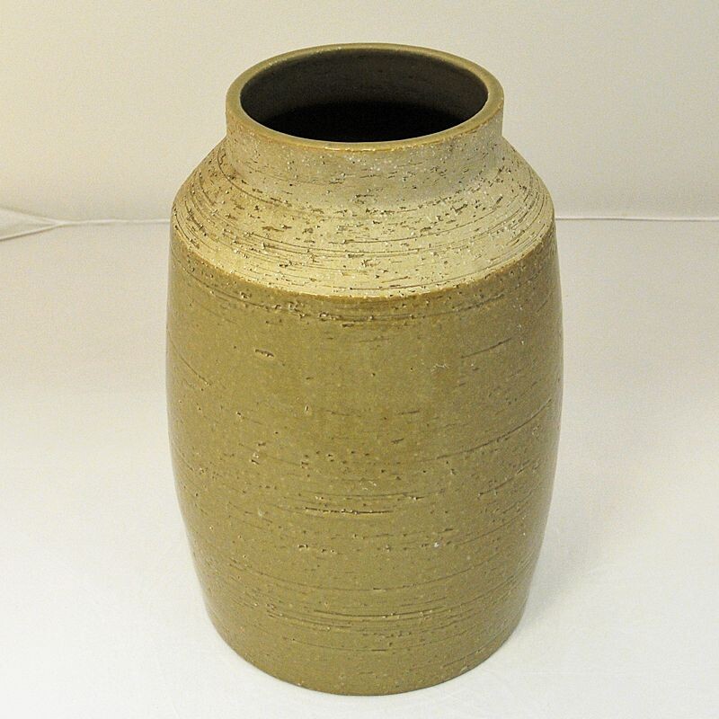 Vase vintage en céramique beige par Hertha Bengtsson pour Rörstrand, Suède 1960-1970