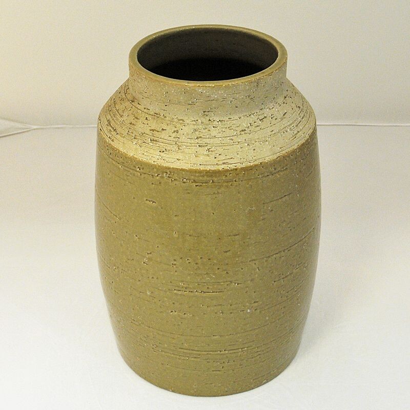 Vintage beige ceramic vase by Hertha Bengtsson for Rörstrand, Sweden 1960-1970s