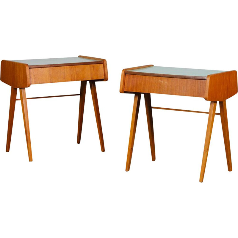 Paire de tables de chevet vintage en bois et formica, 1970