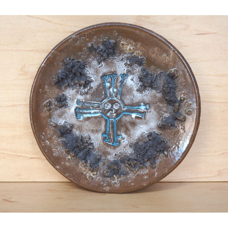 Lava Decorative Plate with a Sun Symbol from Glit Iceland, 1970s