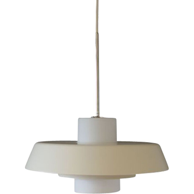 Vintage hanglamp van glas en metaal, Denemarken 1970