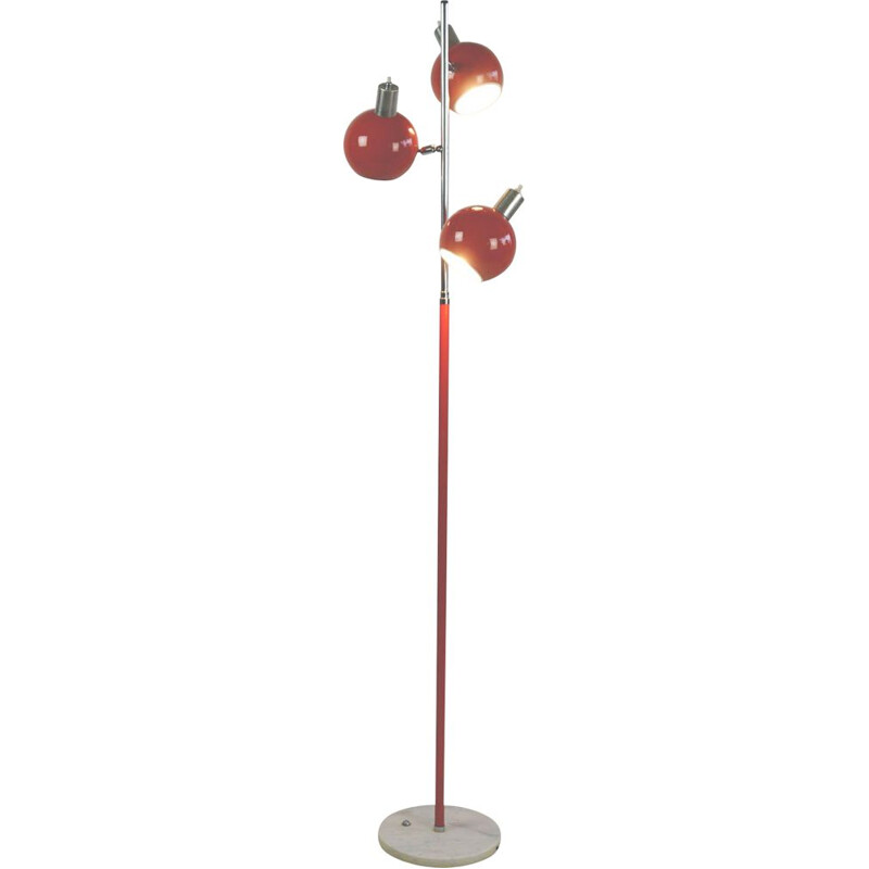 Red Italian mid century Eyeball spot floor lamp, 1960s