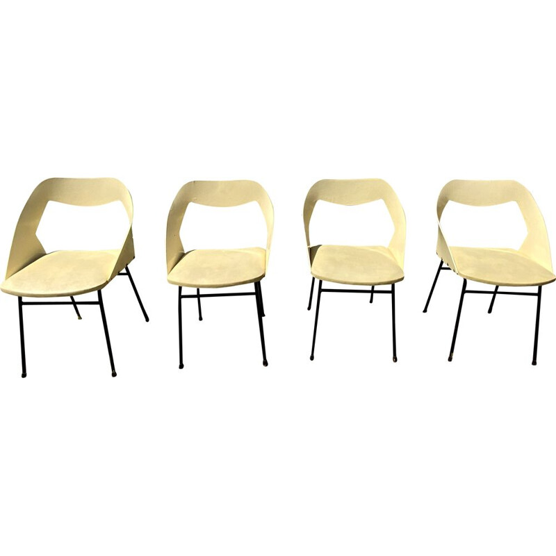 Set of 4 vintage Italian chairs by Louis Paolozzi, 1950