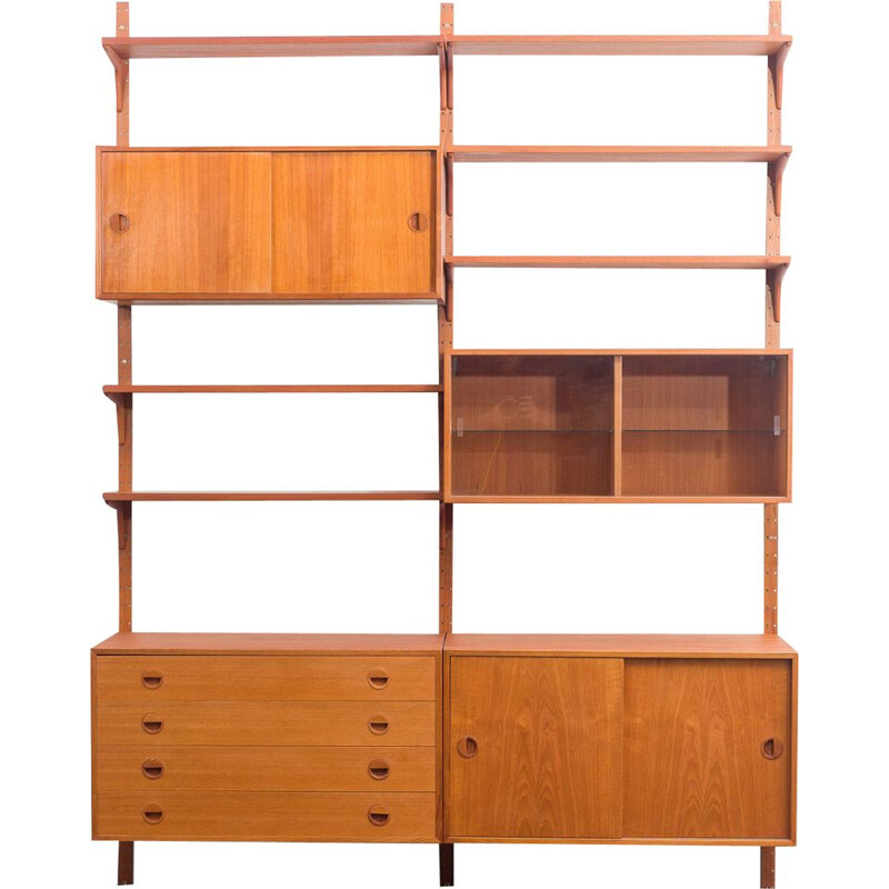 Danish vintage teak shelving system by Hg Furniture, 1960s