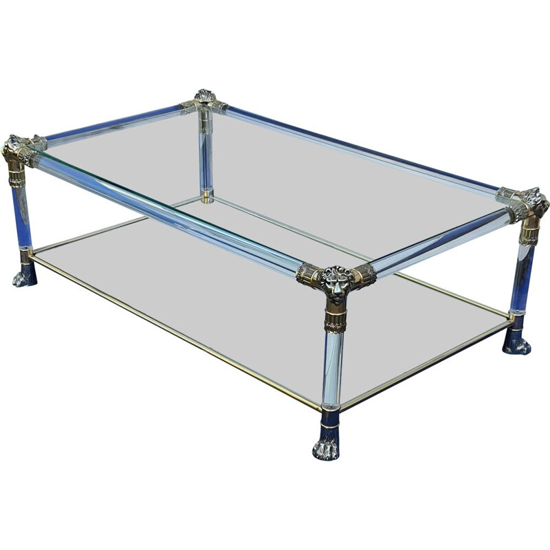 Brass and plexiglass vintage coffee table