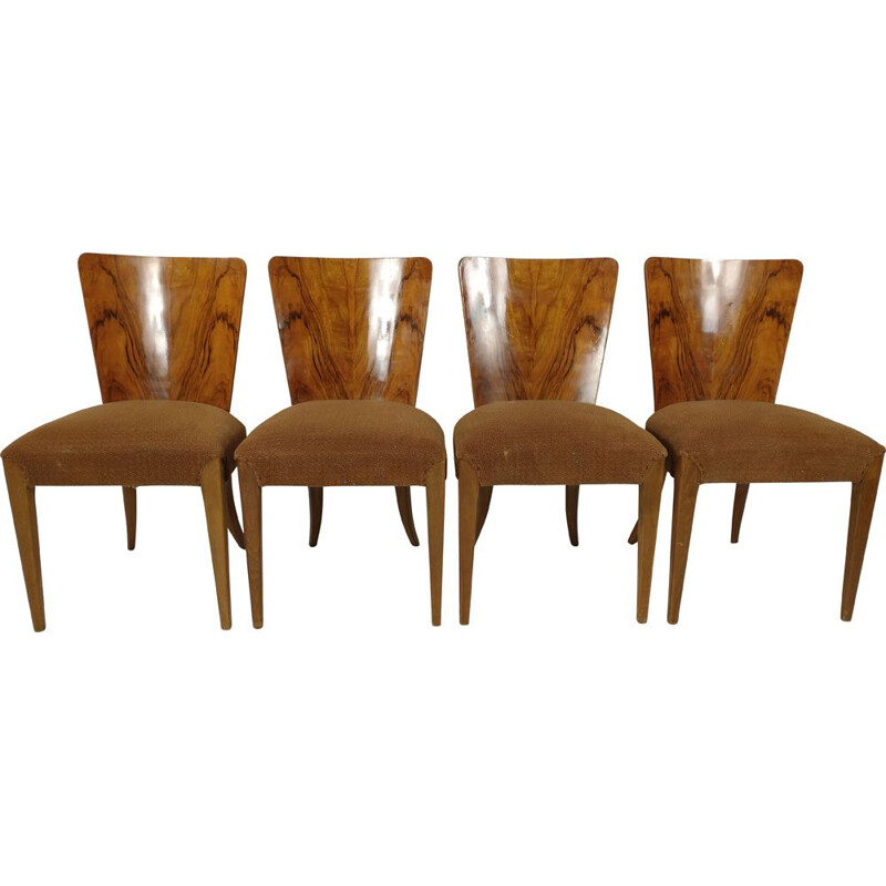 Set of 4 vintage Art Deco dining chairs by Jindřich Halabala, 1940s