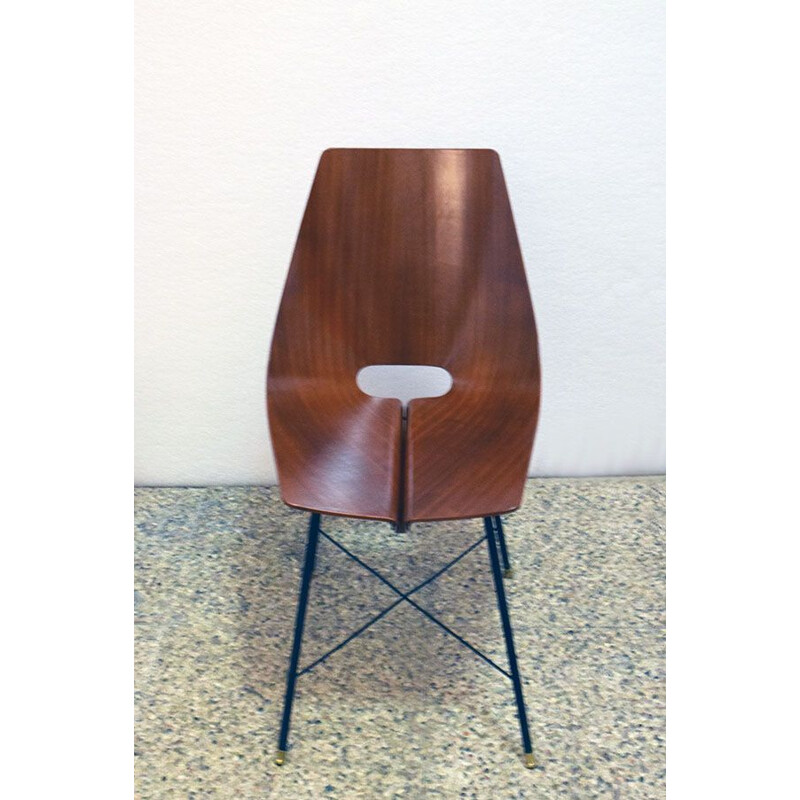 Set of 6 vintage rosewood chairs by Società Italiana Compensati Curvati, 1950s