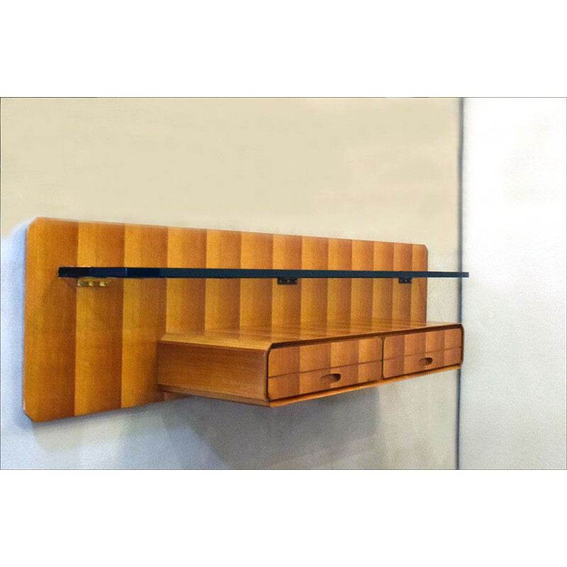 Vintage suspended console in wood by La Permanente Mobili Cantù, 1950s