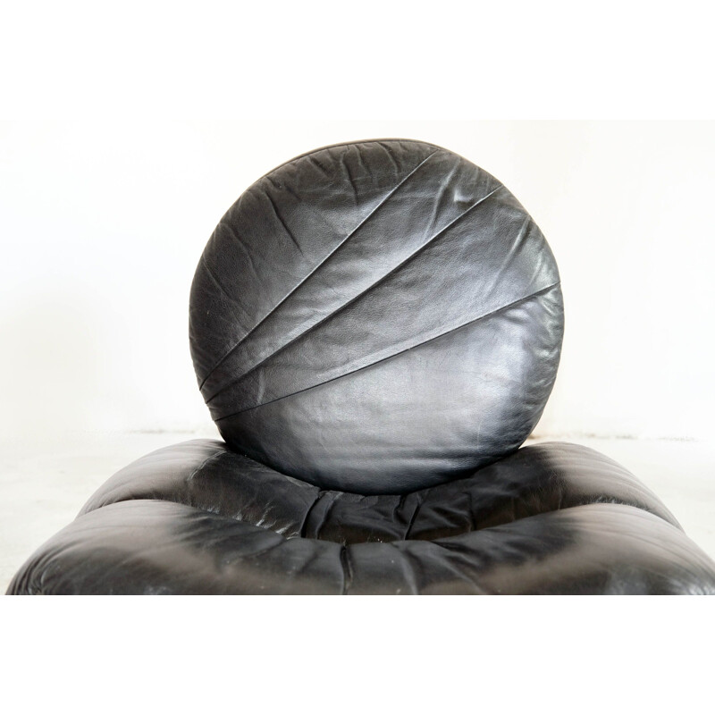 Vintage contemporary leather armchair by Vittorio Introini, Italy 1980s