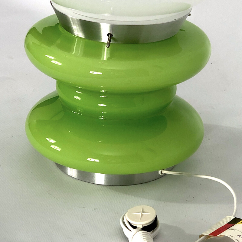 Lámpara de mesa vintage de cristal de Murano verde de Stilux Milano