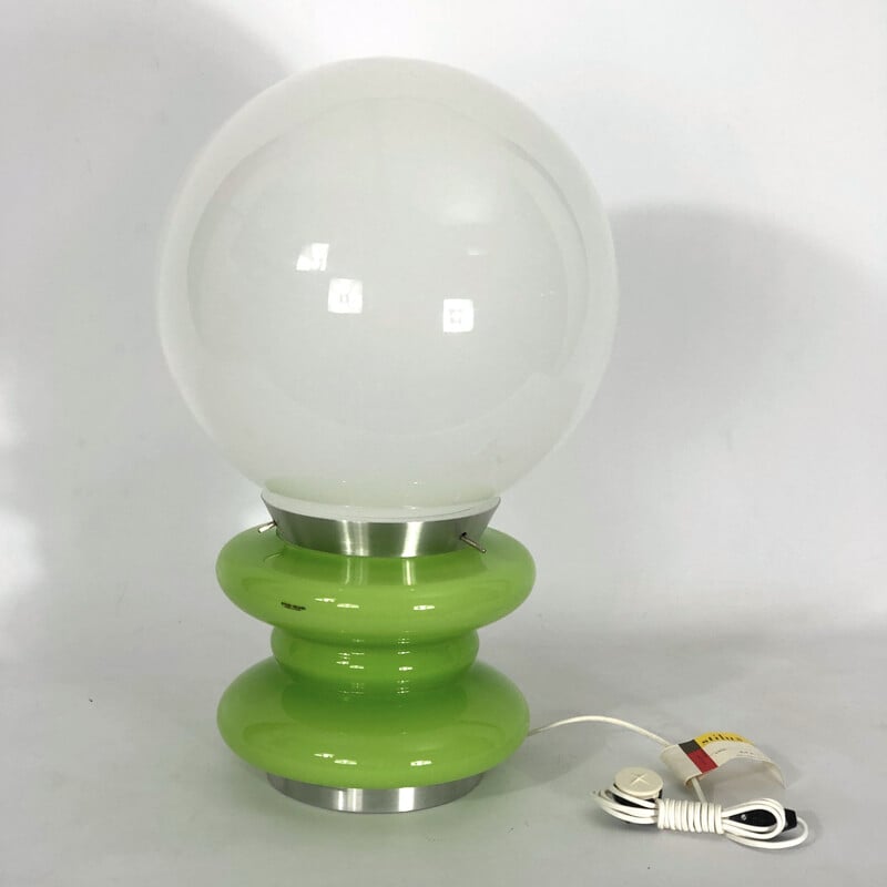 Vintage green Murano glass table lamp by Stilux Milano