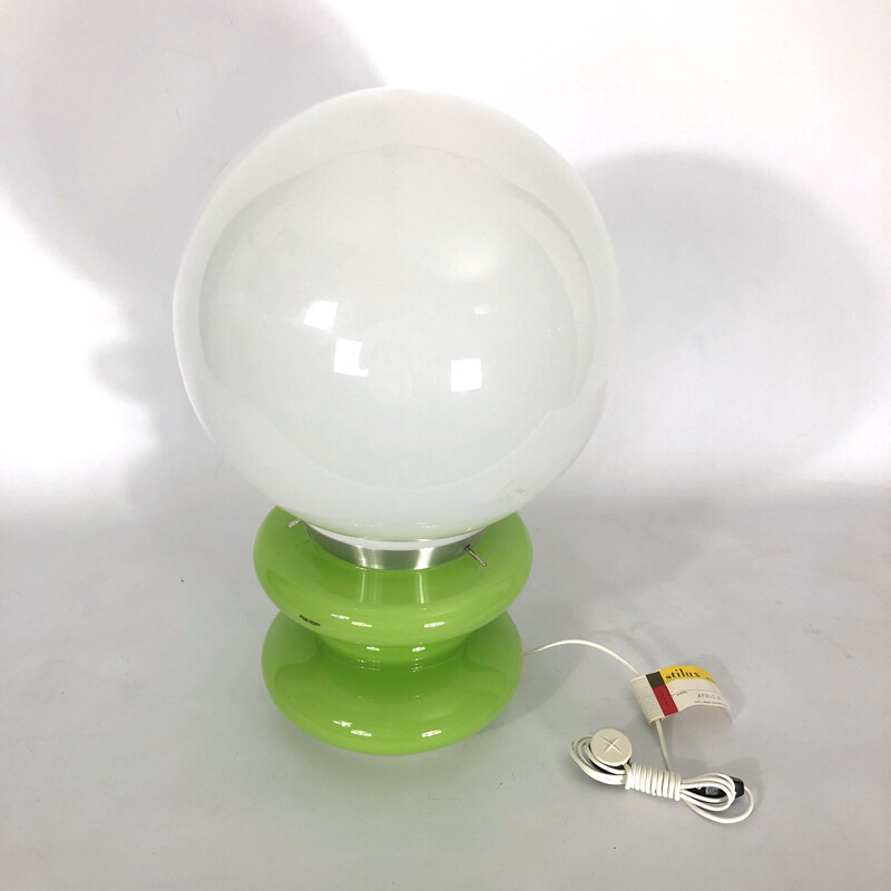 Vintage green Murano glass table lamp by Stilux Milano