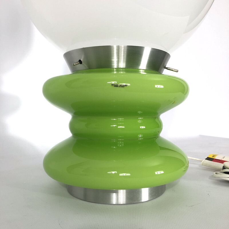 Vintage green Murano glass table lamp by Stilux Milano